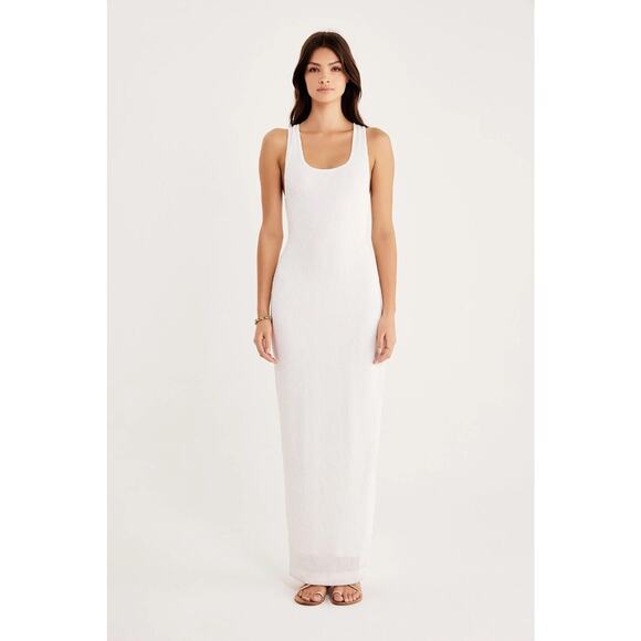 Rumer The Label Rosa Maxi Dress Size X-Small White Ribbed Stretchy Bodycon - Picture 1 of 11